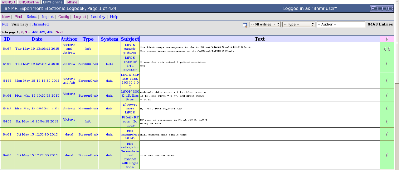 Figure 4: External ELOG Page example